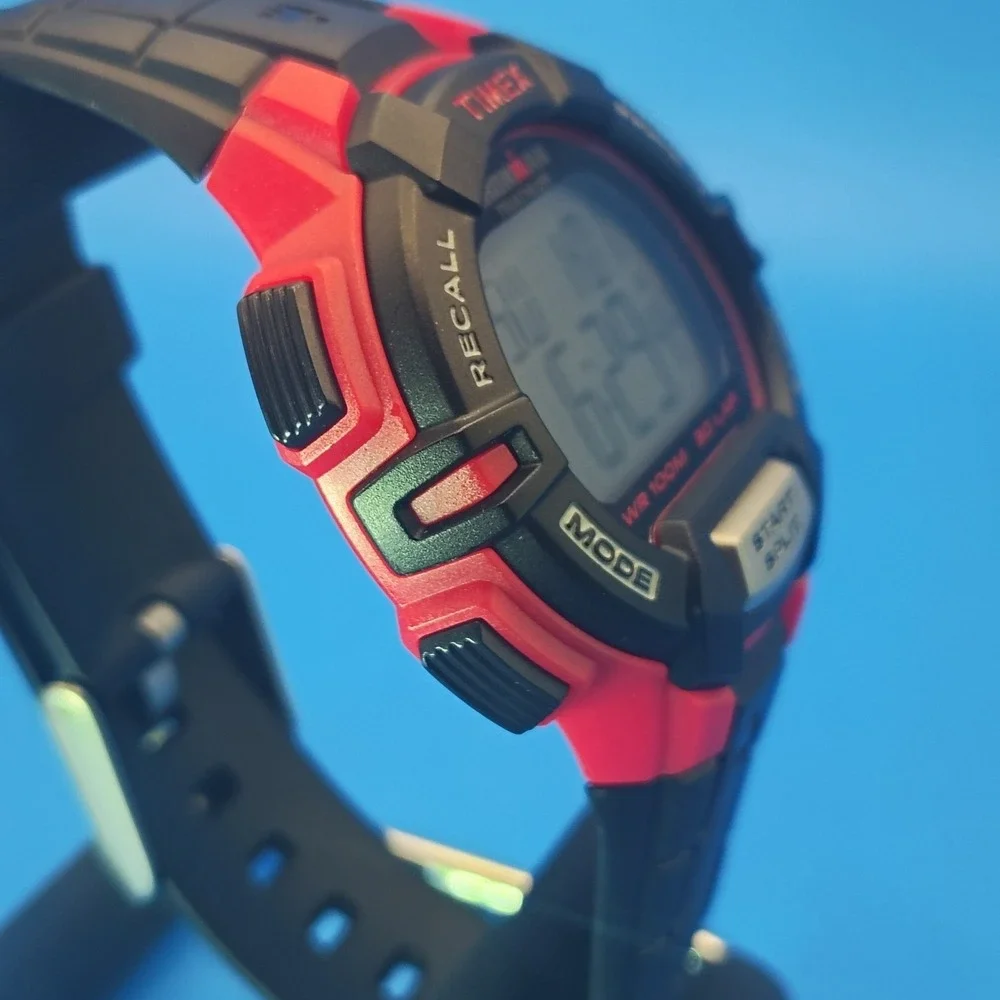 Vintage 2010 Timex Ironman Triathlon 41mm Mens Digital Sports Watch Red 100M WR